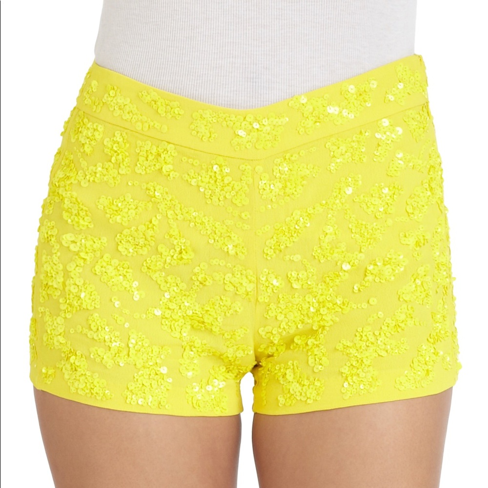 Yellow Sequin French Connection Shorts